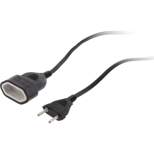 Rallonge de câble HO5VV-F 2x1mm² - 5m - Noir - Électroménager - Présentation simplifiée - Zenitech