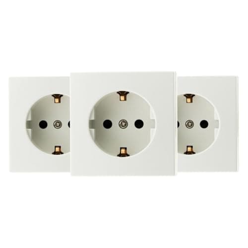 Prise Schuko 16A Blanc Lot de 3 Compatible Moulures Standard Montage Rapide Facile|Mécanisme Détachable|Appareils Électr
