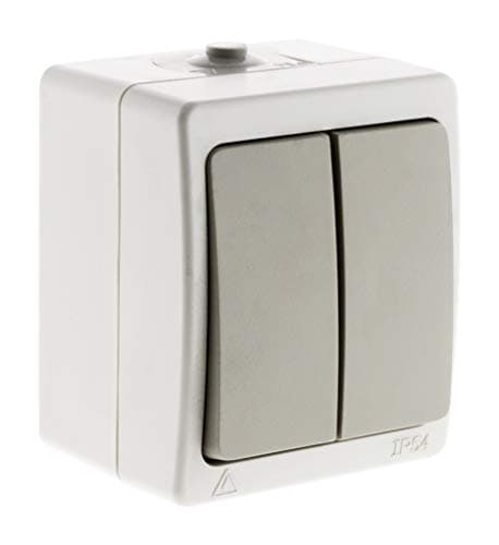 Zenitech Prise 2P+T 16A IP54 Gris Clair pour Pièce Humide - Résistant à l'Eau et Facile d'Installation - Akya — Va et vient double