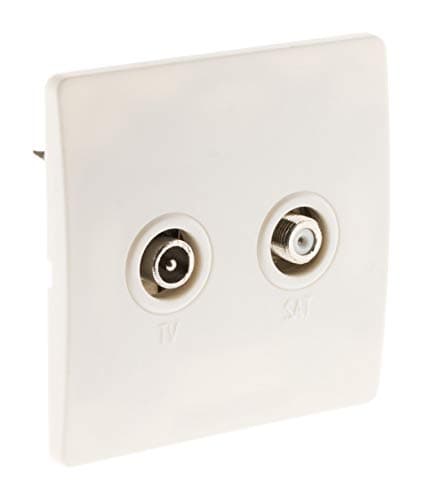 Zenitech Prise 2P+T 16A Blanc Pour Maison - Grande Capacité - Sécurité Elevée — Prise TV + Satellite
