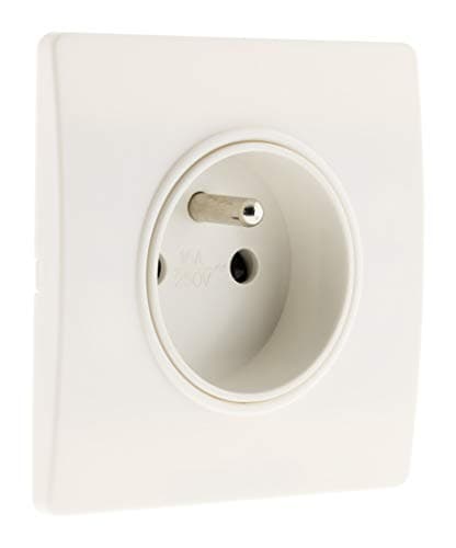 Zenitech Prise 2P+T 16A Blanc Pour Maison - Grande Capacité - Sécurité Elevée