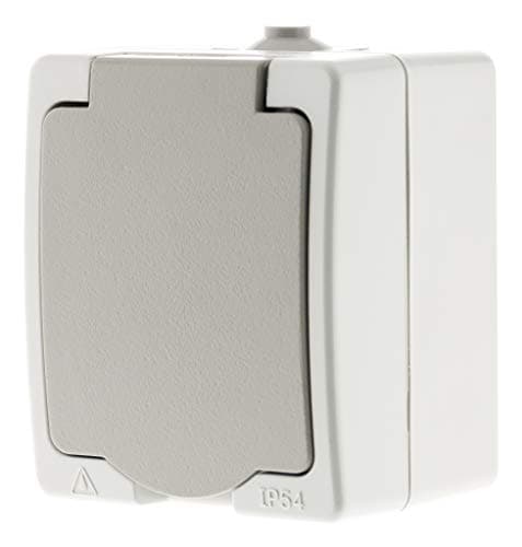 Zenitech Prise 2P+T 16A IP54 Gris Clair pour Pièce Humide - Résistant à l'Eau et Facile d'Installation - Akya
