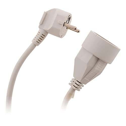 Zenitech Prolongateur 16A 2P+T HO5VV-F 3G1,5mm² - Câble Électrique Sécurisé 5m Blanc - Extension Haute Capacité