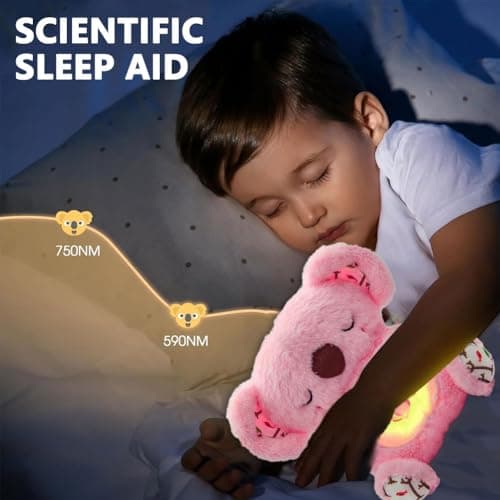 Koala Bear Breathable Plush Toy for Newborns, Soothing Night Light & Music, Safe Sensory Toy for Babies