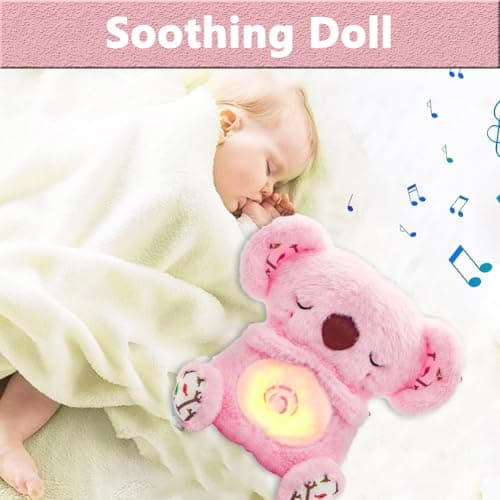 Koala Bear Breathable Plush Toy for Newborns, Soothing Night Light & Music, Safe Sensory Toy for Babies