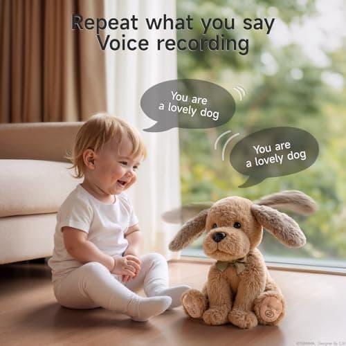 Jouet Peluche Électronique Chien pour Enfants 3-7 Ans, Doux Chien de Compagnie Chanteur d'Oreilles Répète Ce Que Tu Dis