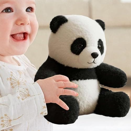 Zunishaone Panda en Peluche Respirant Musique Légère - Peluche Apaisante Réaliste pour Enfants | Couverture Lavable et L