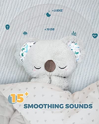 Auby Soothe 'n' Cuddle Koala Jouet en Peluche avec Musique, Lumières et Mouvements de Respiration - Cadeau Calmant pour
