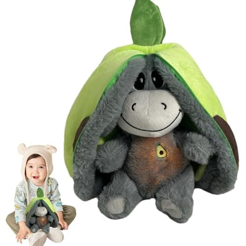 Peluche Respirante Âne pour Bébé 0-5 Ans - Réduction de l'Anxiété, Musique Apaisante, Réalisme des Mouvements de Respira — Vert