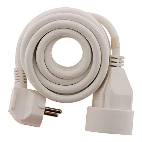 Zenitech Prolongateur 16A 2P+T HO5VV-F 3G1,5mm² - Câble Électrique Sécurisé 5m Blanc - Extension Haute Capacité