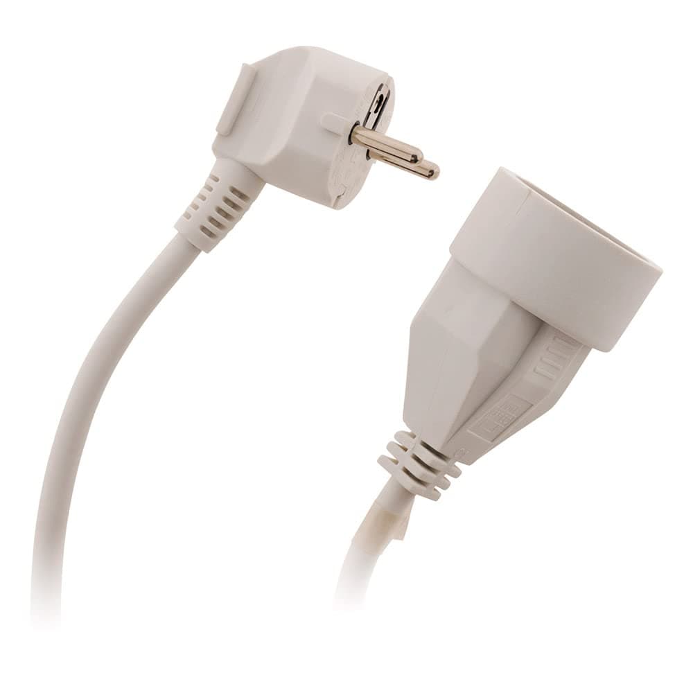 Zenitech Prolongateur 16A 2P+T HO5VV-F 3G1,5mm² - Câble Électrique Sécurisé 5m Blanc - Extension Haute Capacité