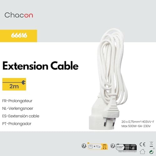 Prolongateur HO3VVH2-F Blanc 2M 6A 2x0,75mm2 PourElectricité