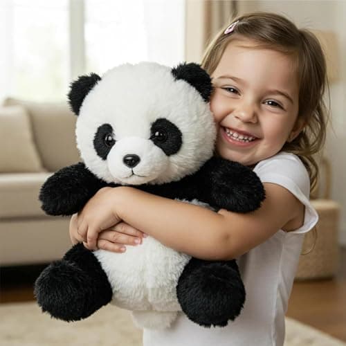 Zunishaone Panda en Peluche Respirant Musique Légère - Peluche Apaisante Réaliste pour Enfants | Couverture Lavable et L