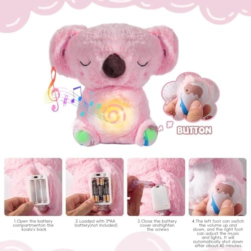 Peluche Koala Respire Cadeau Enfant Écouter Musiques Lumières Anniversaire