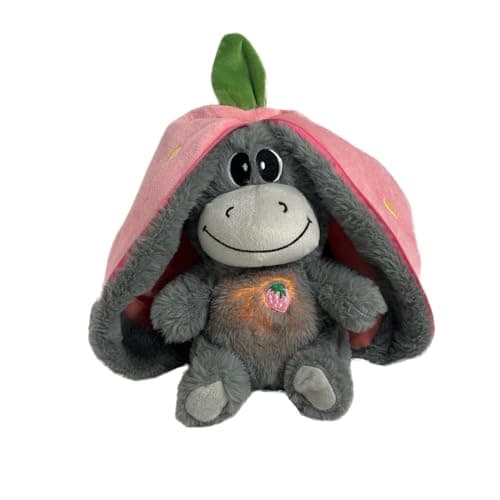 Peluche Respirante Âne pour Bébé 0-5 Ans - Réduction de l'Anxiété, Musique Apaisante, Réalisme des Mouvements de Respira — Rose