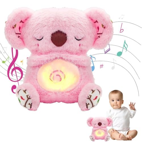 Koala Bear Breathable Plush Toy for Newborns, Soothing Night Light & Music, Safe Sensory Toy for Babies