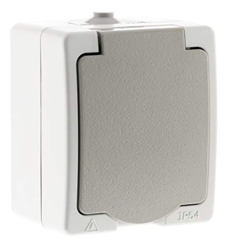 Zenitech Prise 2P+T 16A IP54 Gris Clair pour Pièce Humide - Résistant à l'Eau et Facile d'Installation - Akya