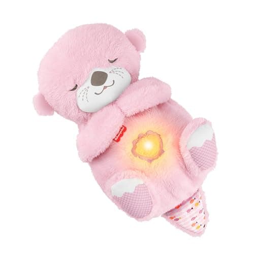 Fisher-Price Ma Loutre Câlins Bonne Nuit Peluche | Veilleuse Doudou Lumineuse et Musicale pour Bébé | Cadeau Naissance G — Loutre Rose