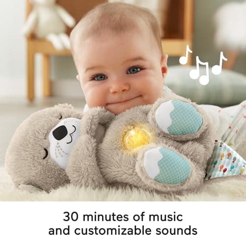 Fisher-Price Ma Loutre Câlins Bonne Nuit Peluche | Veilleuse Doudou Lumineuse et Musicale pour Bébé | Cadeau Naissance G
