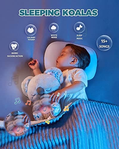 Auby Soothe 'n' Cuddle Koala Jouet en Peluche avec Musique, Lumières et Mouvements de Respiration - Cadeau Calmant pour