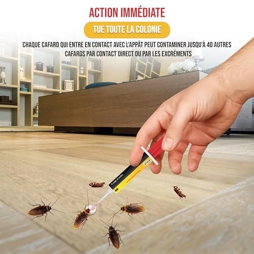 ATAQ Gel Appât Anti Cafards Puissant 10g - Éradicateur Professionnel Éliminant Rapidement les Blattes - Insecticide Effi