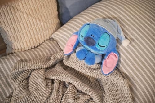 Simba Peluche Stitch Dormant Disney Licencé - 31 cm avec Fonction Respiration, Lumière et Musique Relaxante pour Bébé (6