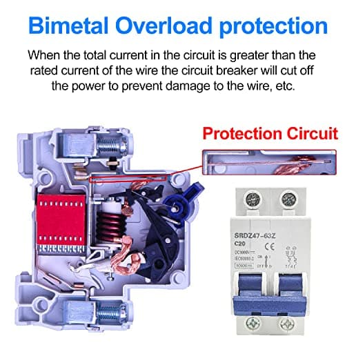Disjoncteur Miniature 1000V DC 20A, Disjoncteur DZ47-63Z 2P, Protection contre les Courts-Circuits
