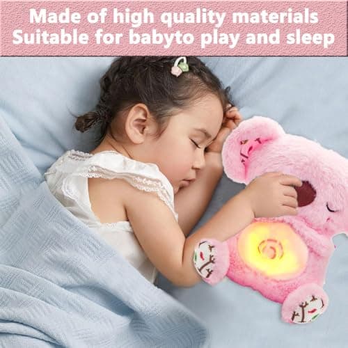 Koala Bear Breathable Plush Toy for Newborns, Soothing Night Light & Music, Safe Sensory Toy for Babies