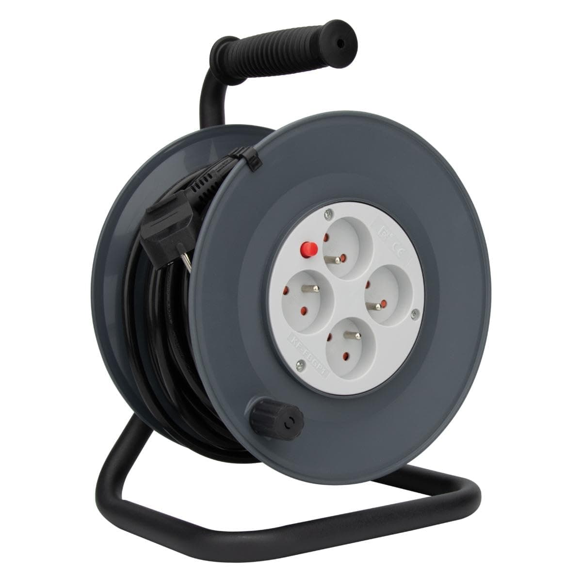 Enrouleur H05VV-F 4 Prises 3G1,5mm² 25m Gris - Zenitech - Câbles - Jardinage - Sécurité