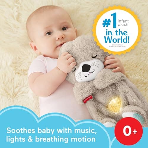 Fisher-Price Ma Loutre Câlins Bonne Nuit Peluche | Veilleuse Doudou Lumineuse et Musicale pour Bébé | Cadeau Naissance G