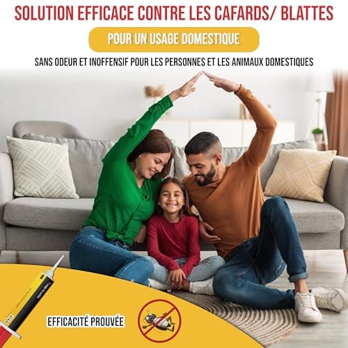 ATAQ Gel Appât Anti Cafards Puissant 10g - Éradicateur Professionnel Éliminant Rapidement les Blattes - Insecticide Effi
