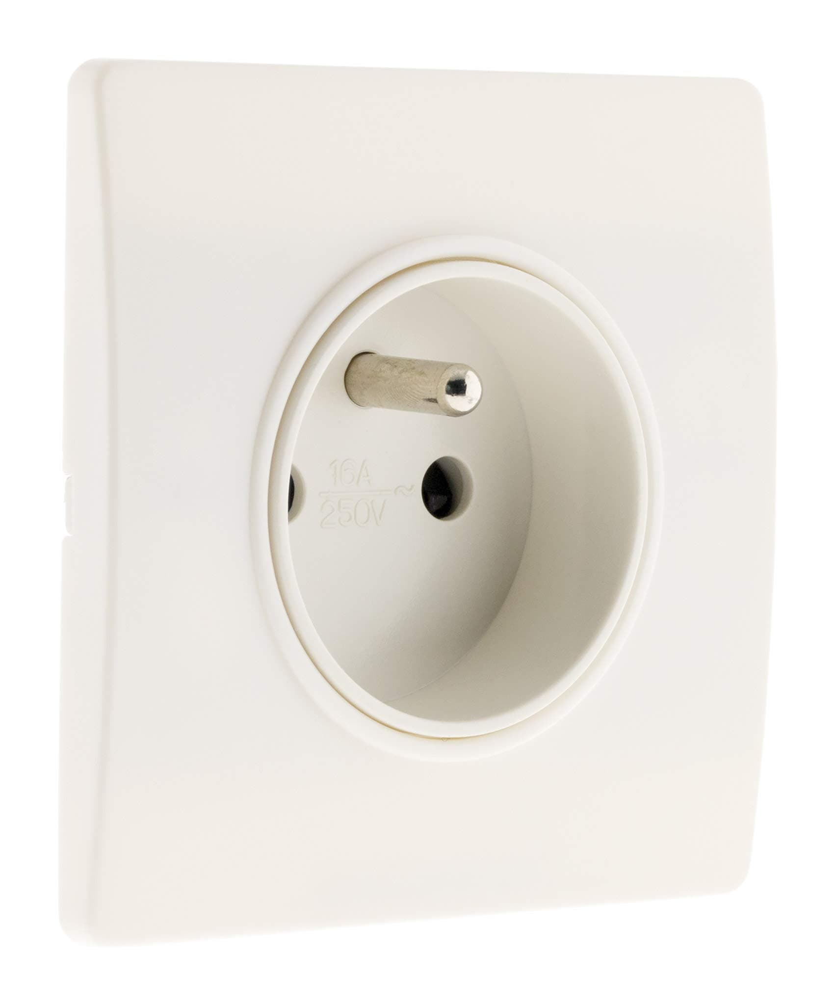 Zenitech Prise 2P+T 16A Blanc Pour Maison - Grande Capacité - Sécurité Elevée