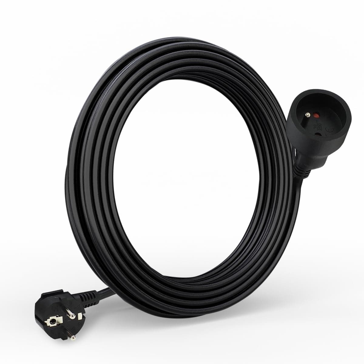 Waytex 51021 Prolongateur électrique noir 5,00m 3x1,5mm2 Prises 16A Europe 2P+T Sécurité Enfant CE NF