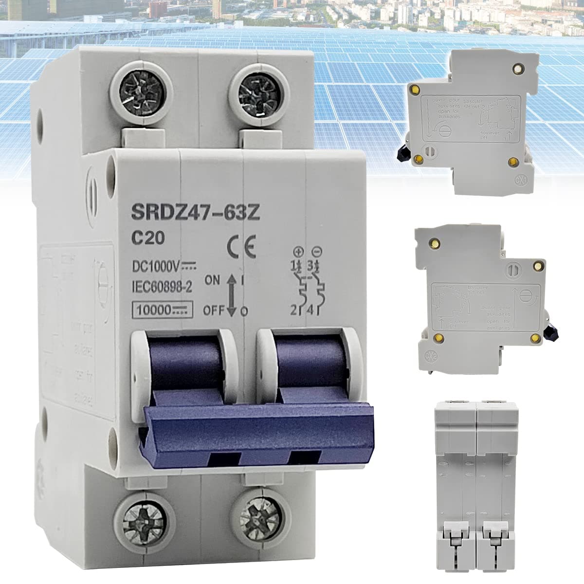 Disjoncteur Miniature 1000V DC 20A, Disjoncteur DZ47-63Z 2P, Protection contre les Courts-Circuits
