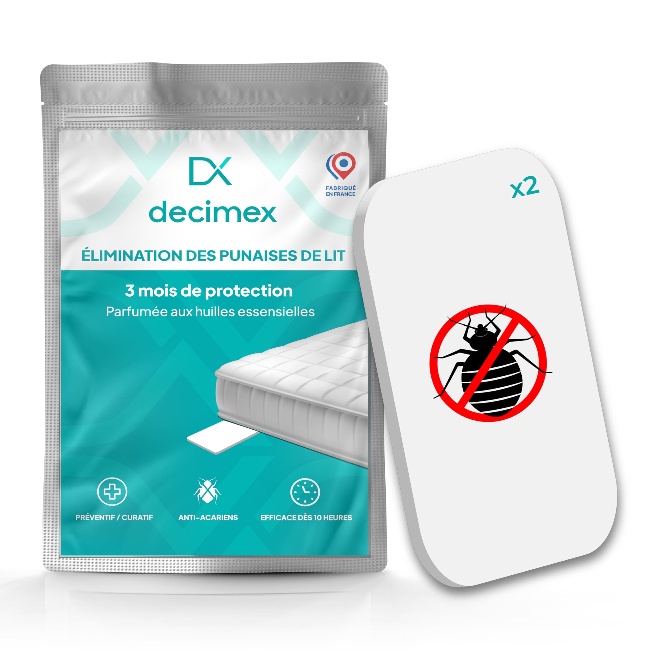 DECIMEX - Plaquette Anti-Punaises de Lit et Acariens - Traitement Efficace et Rapide pour Maison & Literie - Protection