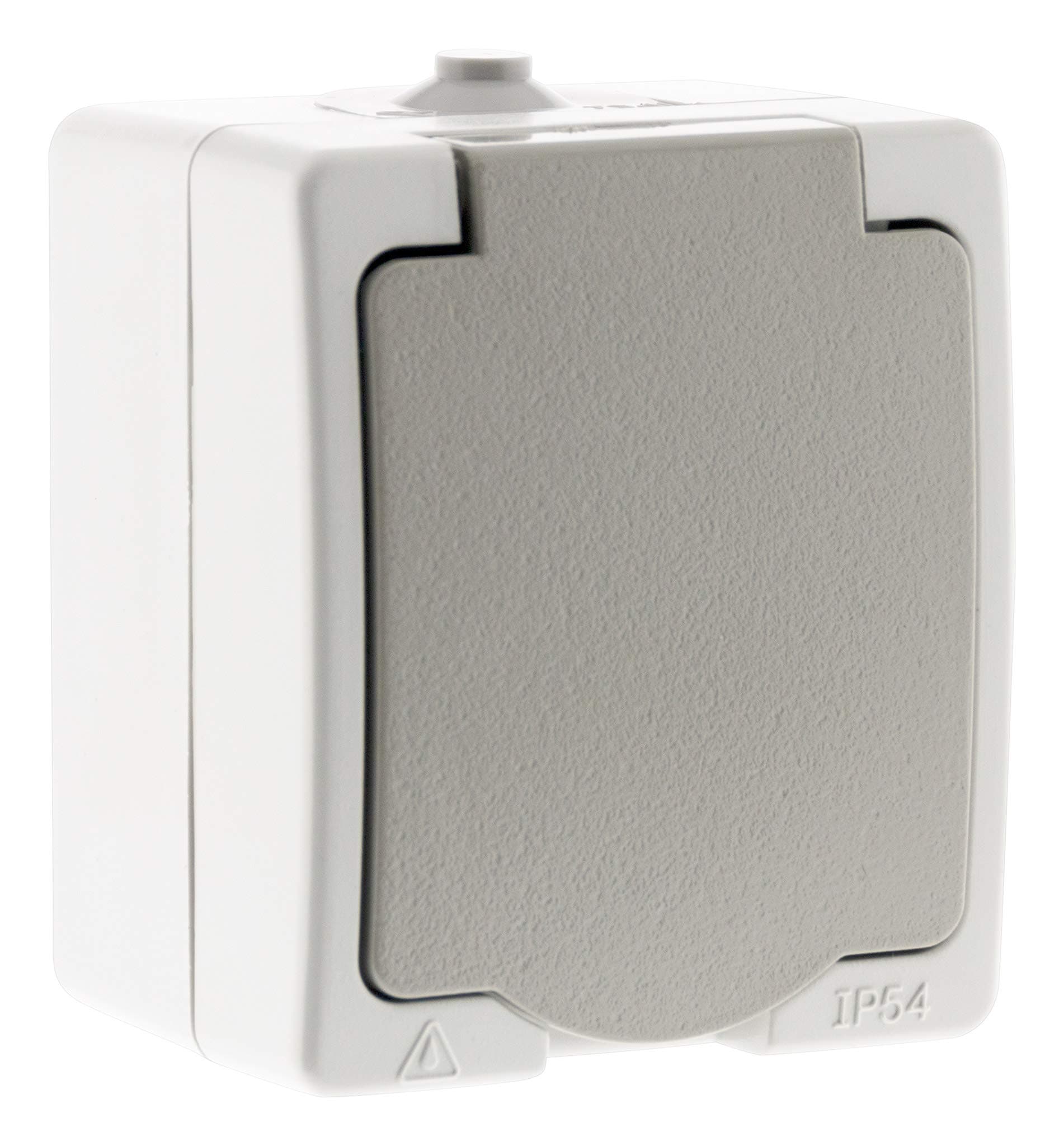Zenitech Prise 2P+T 16A IP54 Gris Clair pour Pièce Humide - Résistant à l'Eau et Facile d'Installation - Akya